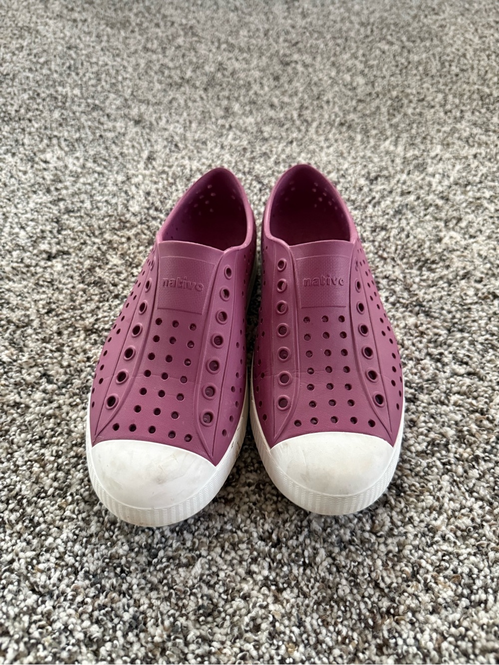 Native Slip-On Sneakers in Berry Purple with White Toe Size J4
